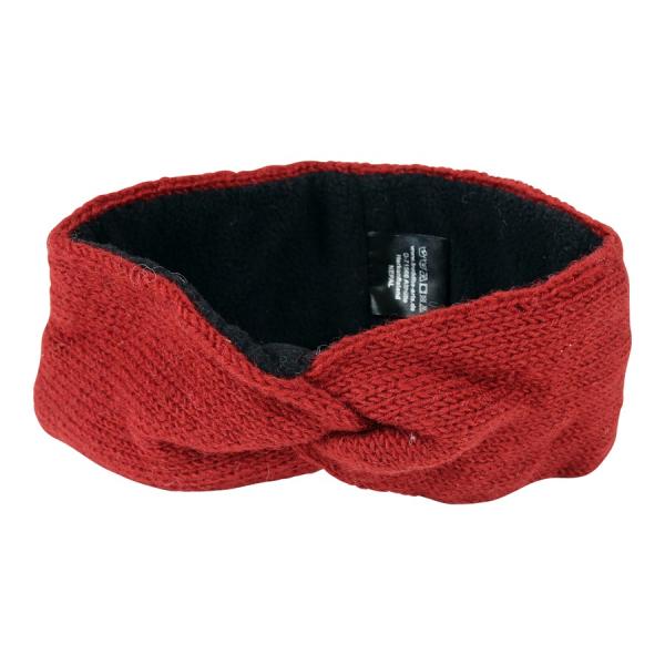 Rotes feines überlappendes Stirnband 100% Wolle mit Fleece gefüttert Handarbeit Nepal